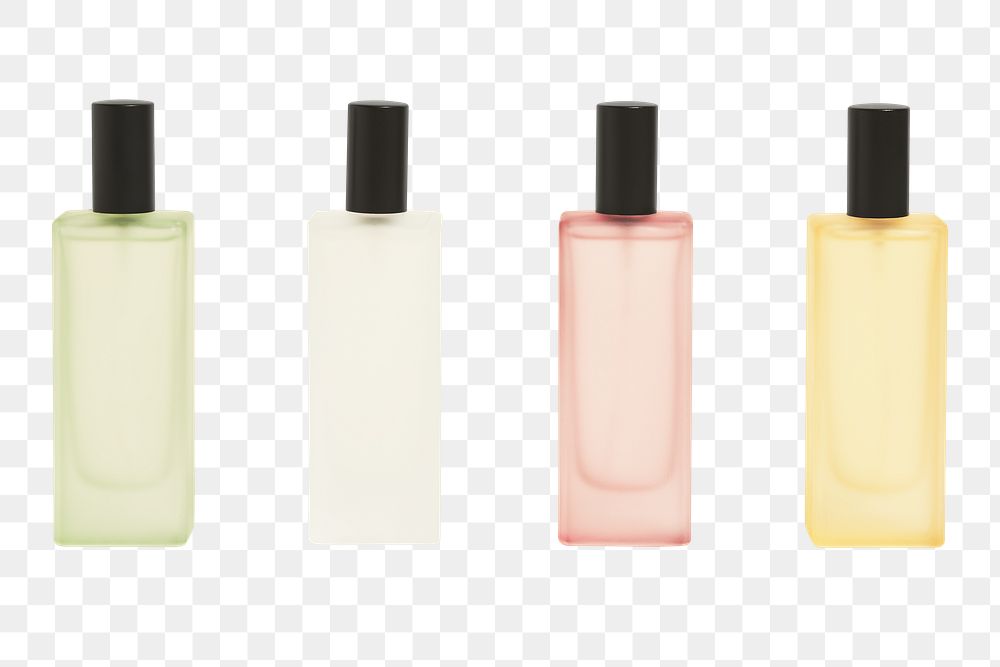 Collection of colorful perfume packaging design element