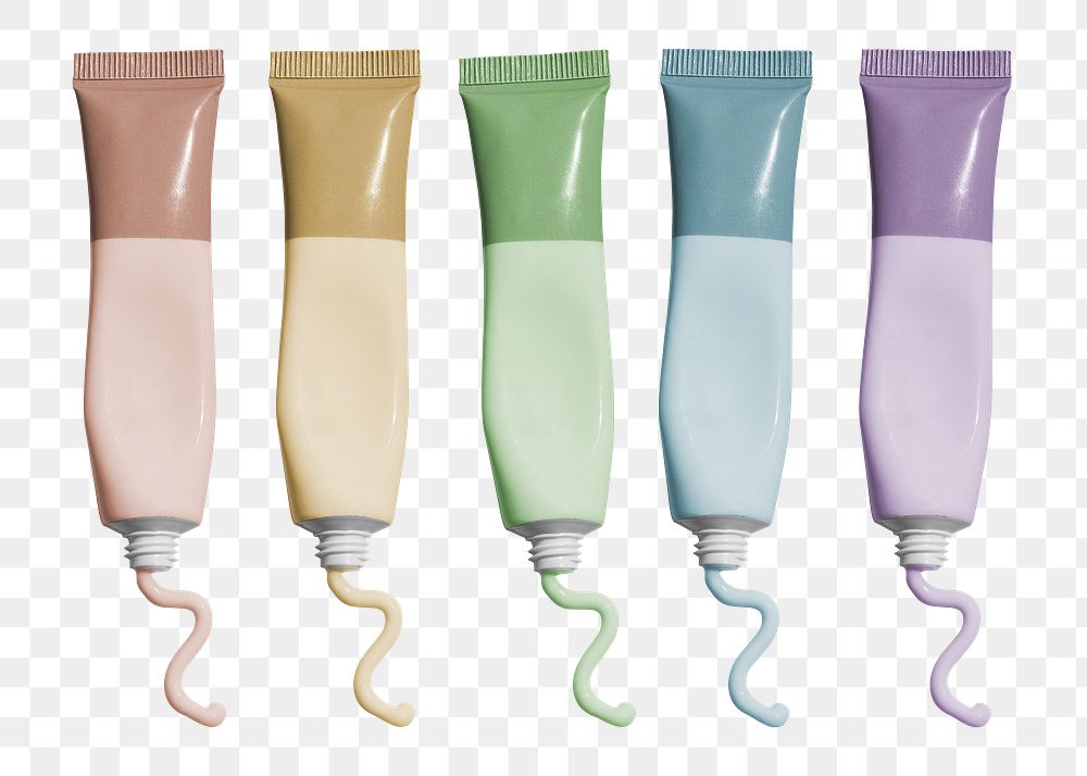 Collection of unlabeled colorful beauty care tube design element