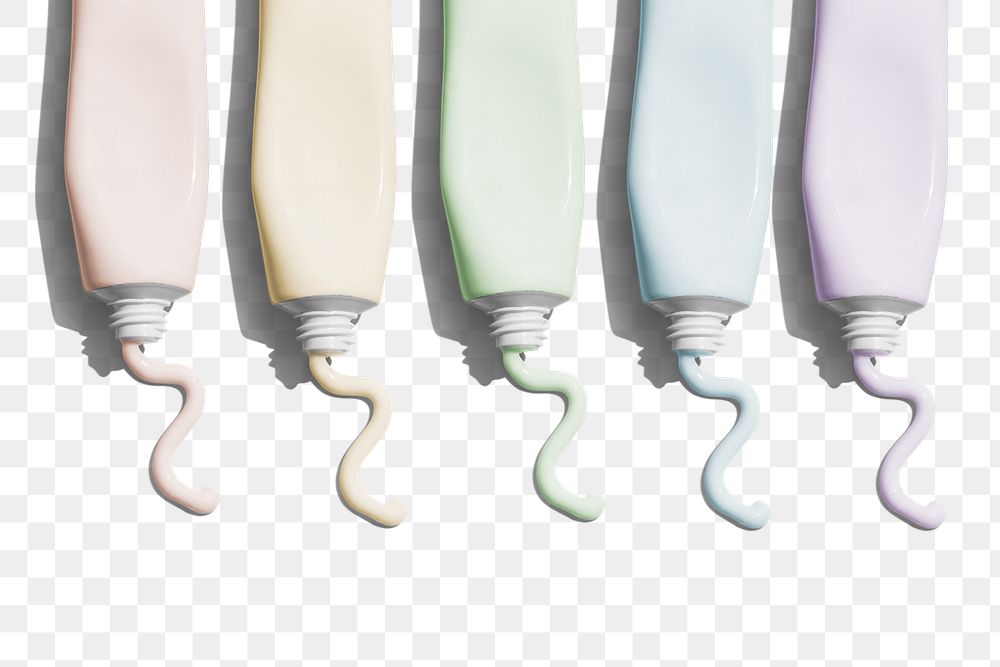 Collection of unlabeled pastel beauty care tube design element