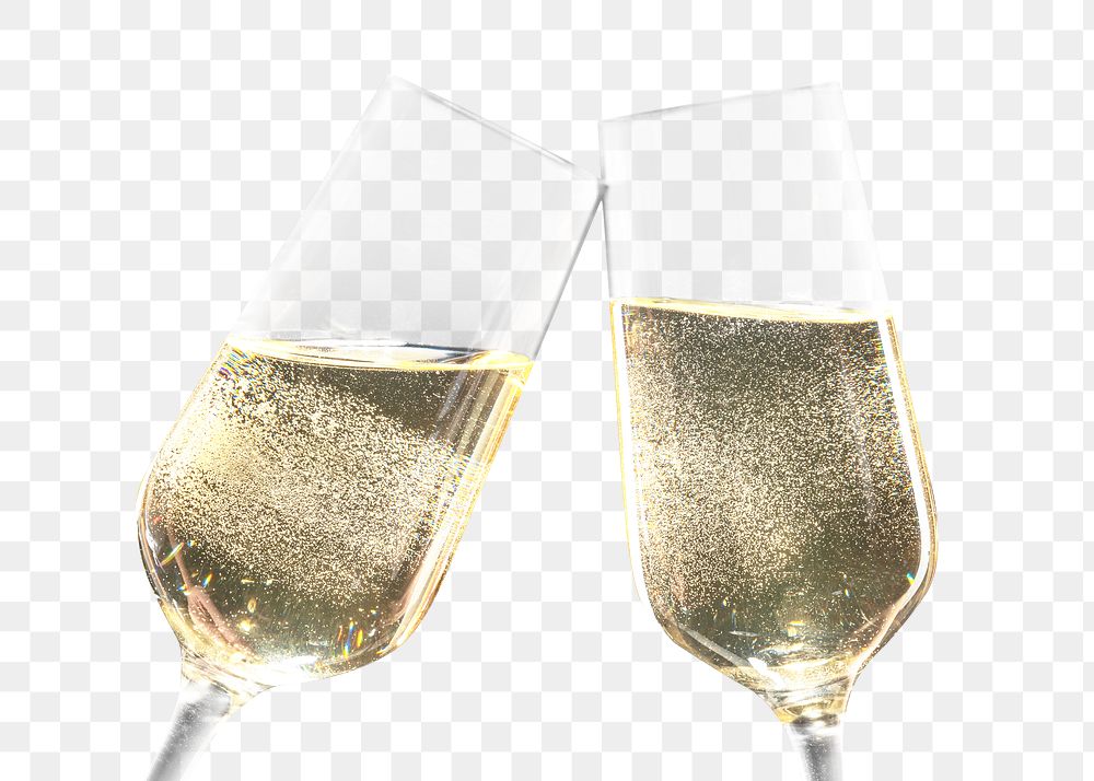 Png two tilted flutes with champagne 