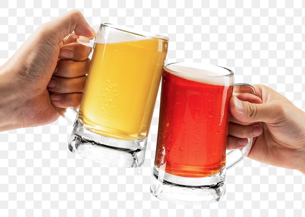 Toasting with beer mugs png