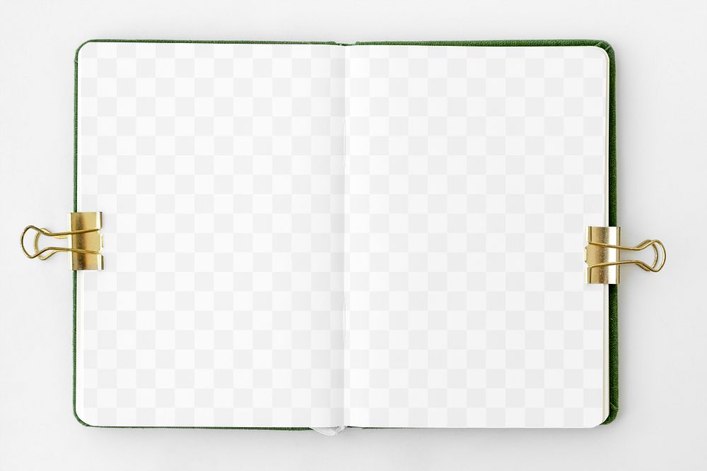 Blank notebook page with bulldog clips design element