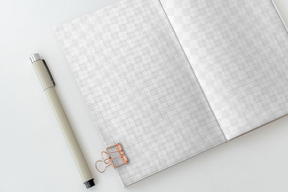 Blank grid patterned notebook page design element