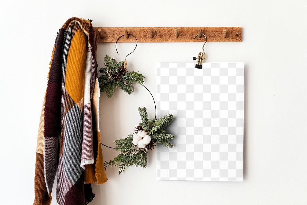 Blank paper hanging by the wall transparent png