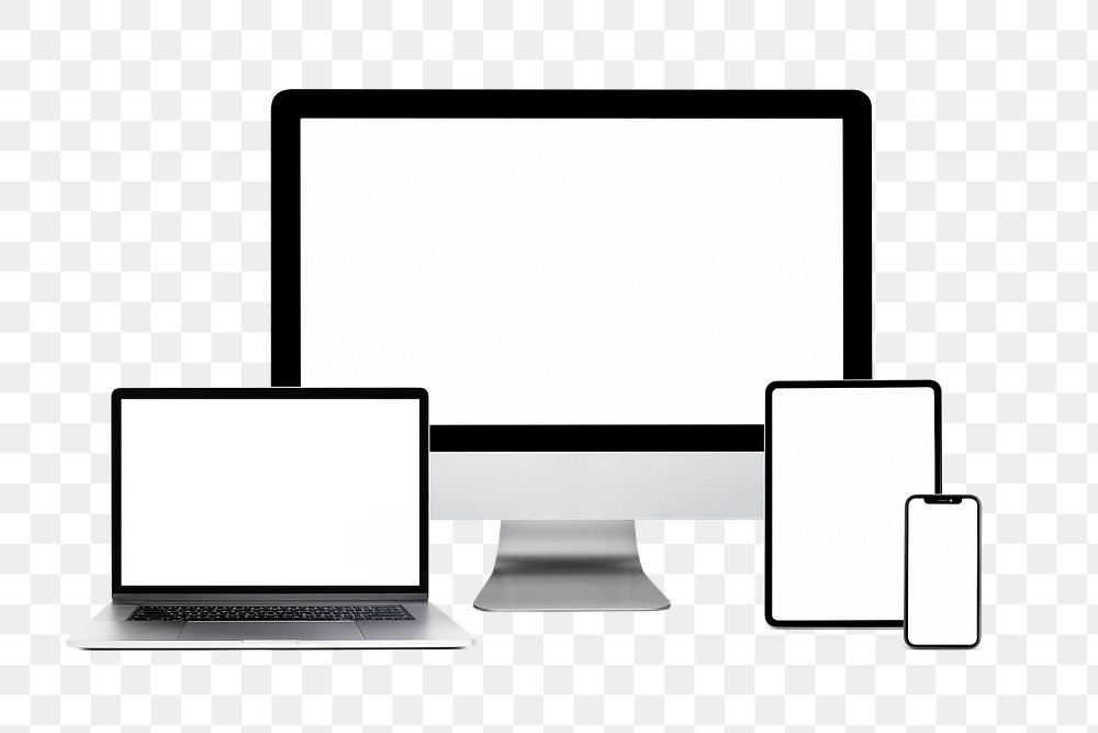 Multi devices mockup blank screen png technology and electronics