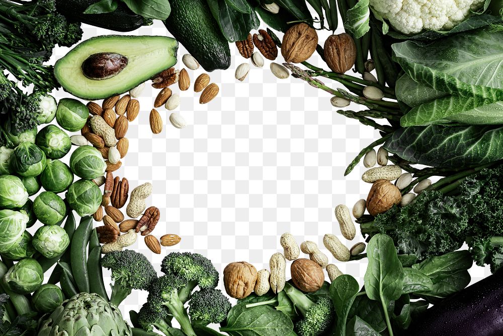 Green vegetable frame png transparent background