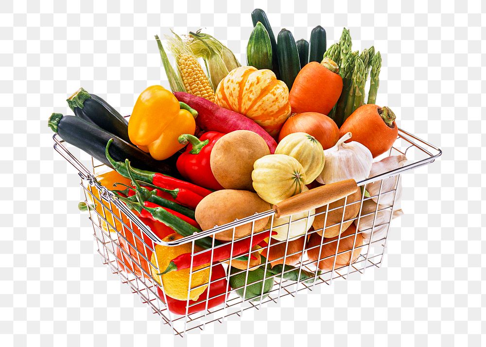 Market shopping basket full food and drink Vector Image