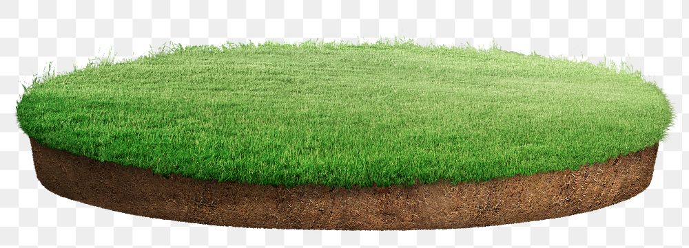3D grass ground png sticker on transparent background