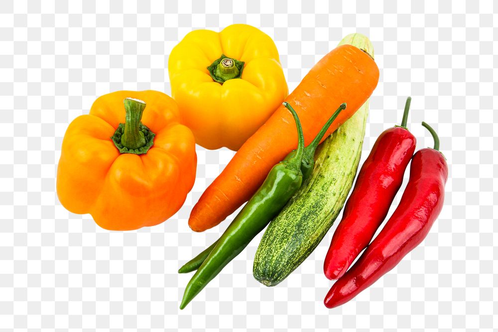 Chillies, peppers png clipart, organic vegetables set