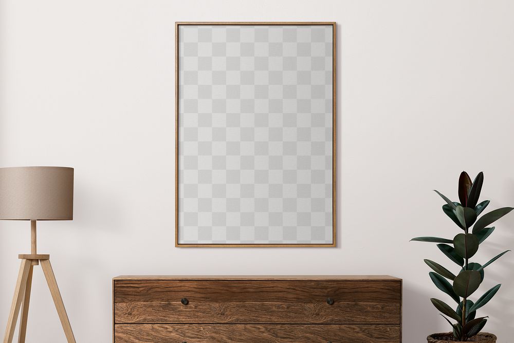 Picture frame png mockup in a minimal living room