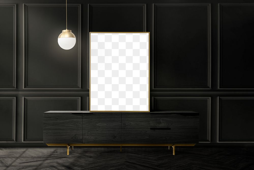Picture frame png mockup in a luxury living room