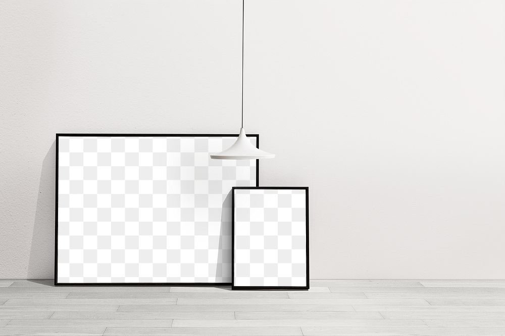 Picture frame png mockup leaning on white wall