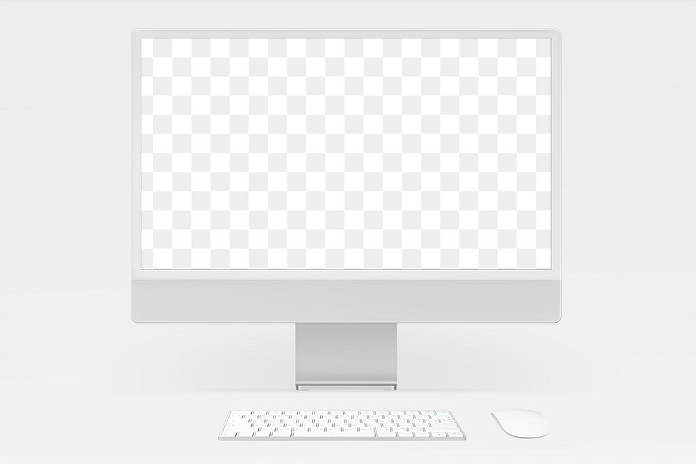 Computer screen png mockup gray digital device minimal style