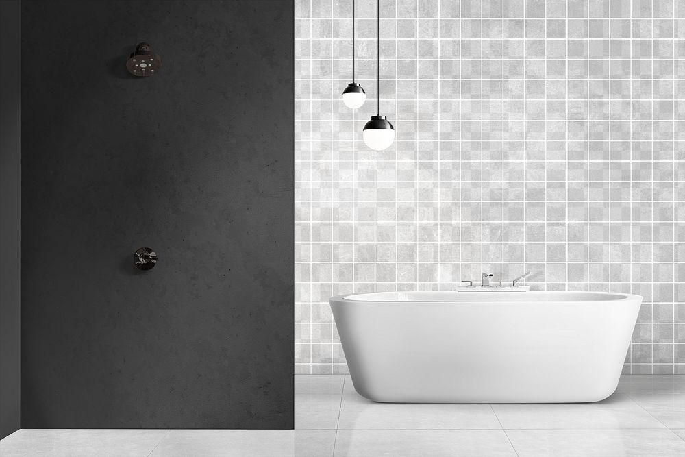 Luxury bathroom wall mockup png authentic interior design