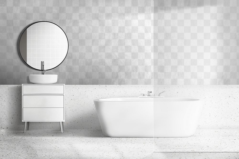Minimal bathroom wall mockup png authentic interior design