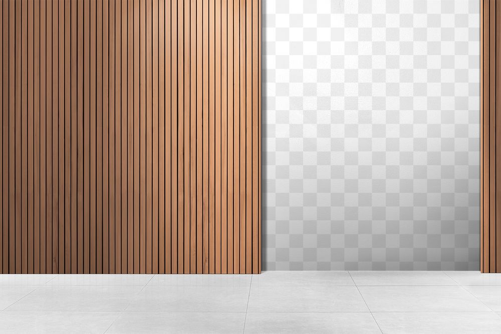Wooden wall mockup png authentic empty room interior design