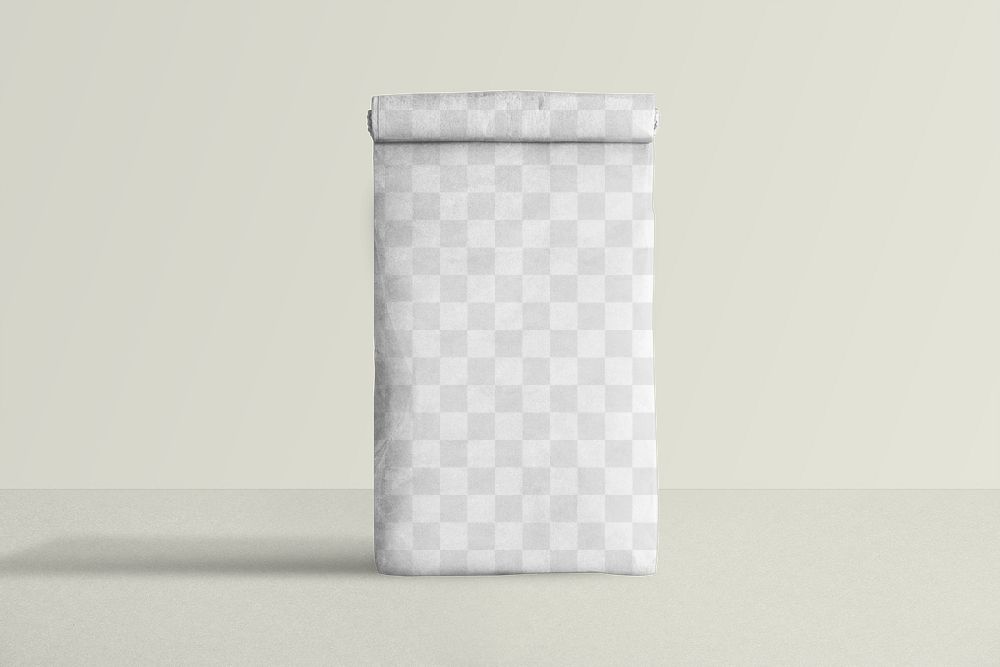 Png reusable paper bag mockup rolled up transparent