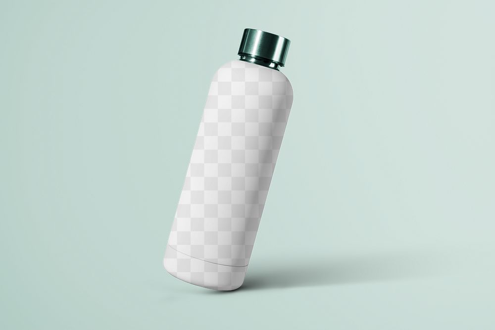 Reusable water bottle png mockup on transparent background