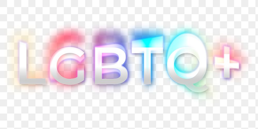 LGBTQ+ PNG lettering, in psychedelic glitch font