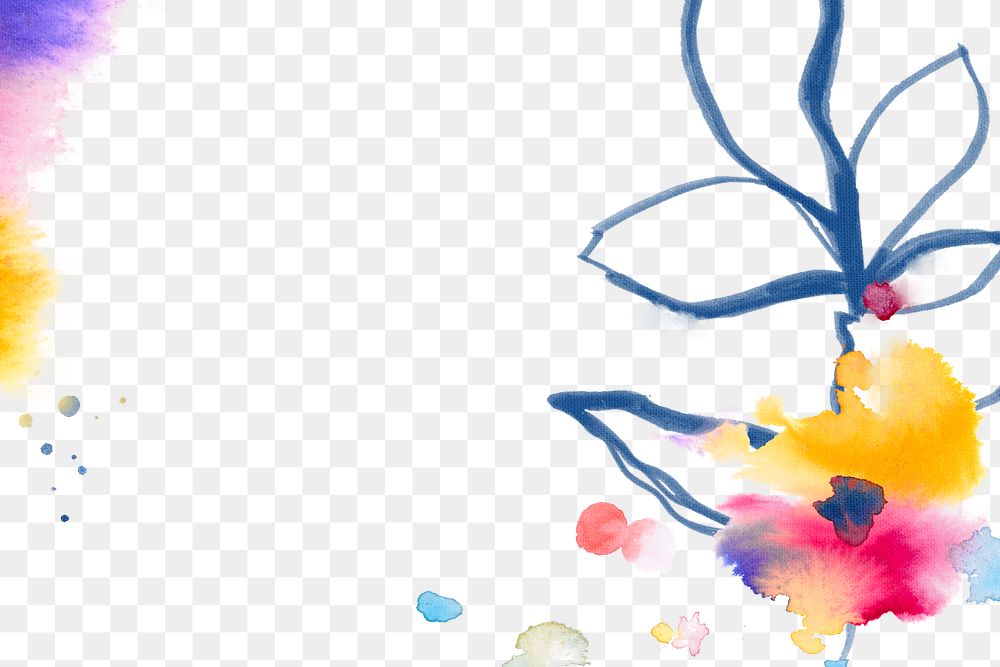 Flower frame png, watercolor border