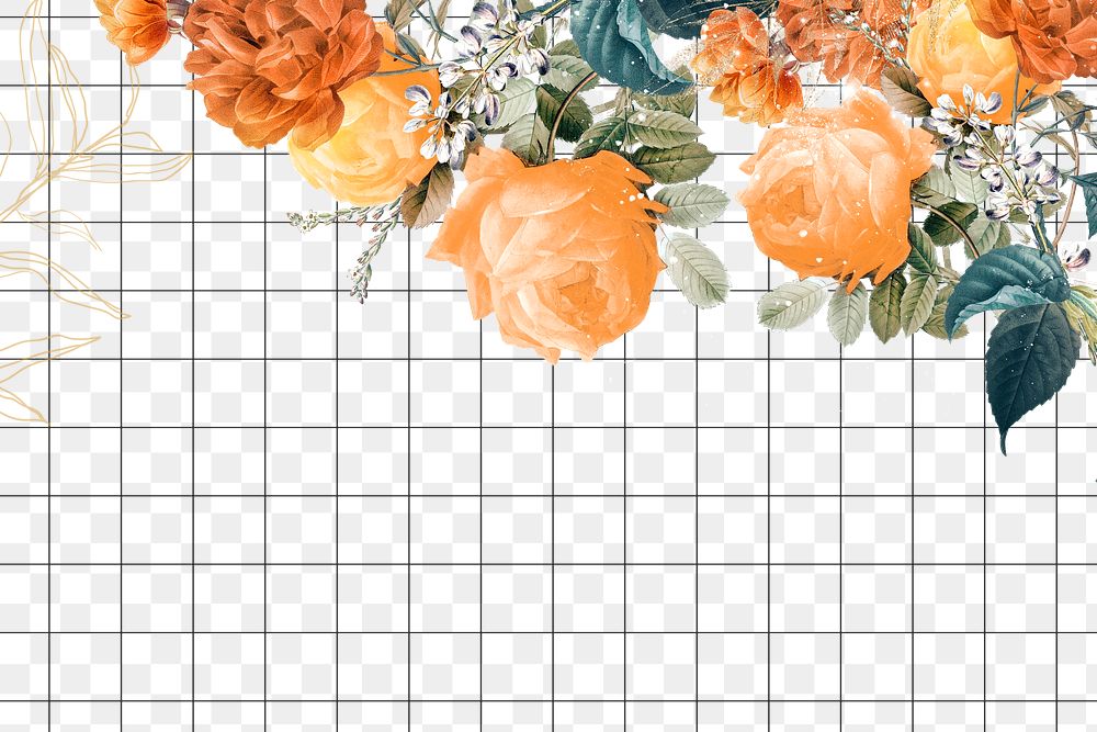 Flower frame png, watercolor border, remixed from vintage public domain images