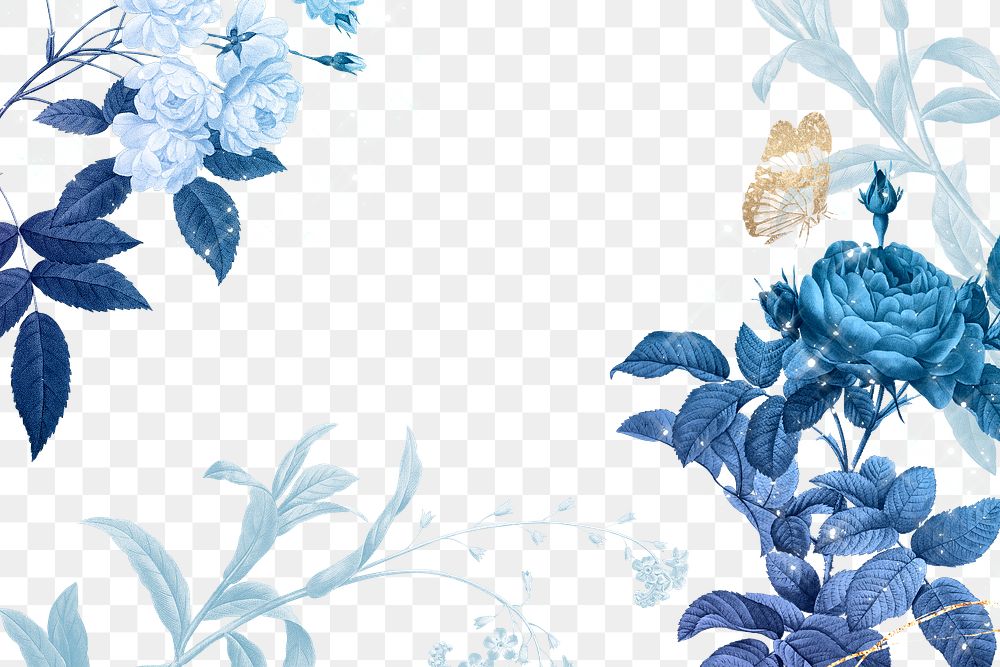 Flower frame png, aesthetic border, remixed from vintage public domain images