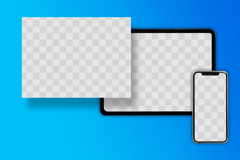 Digital device png screen mockup, blank design space set