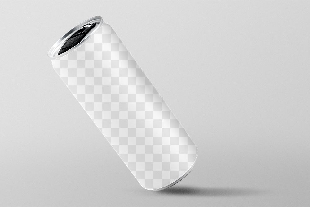 Soda can png mockup, transparent beverage packaging