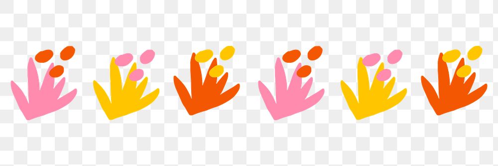 Flower png brush stroke hand drawn nature pattern