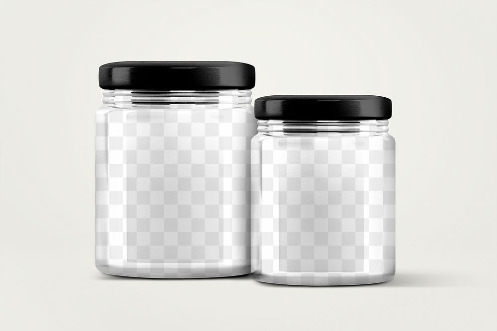 Png glass jars mockup, transparent design