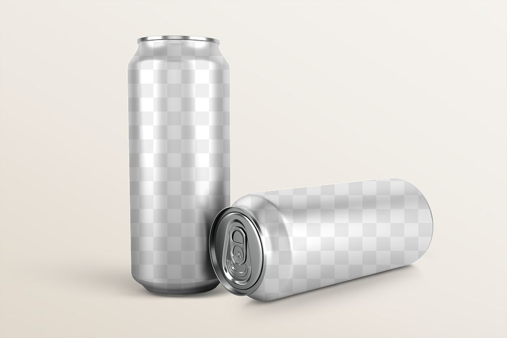 Beverage cans png mockup transparent design for soda drink