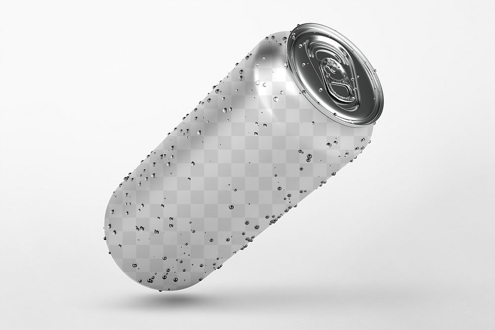 Beverage can png mockup transparent design for drink packaging