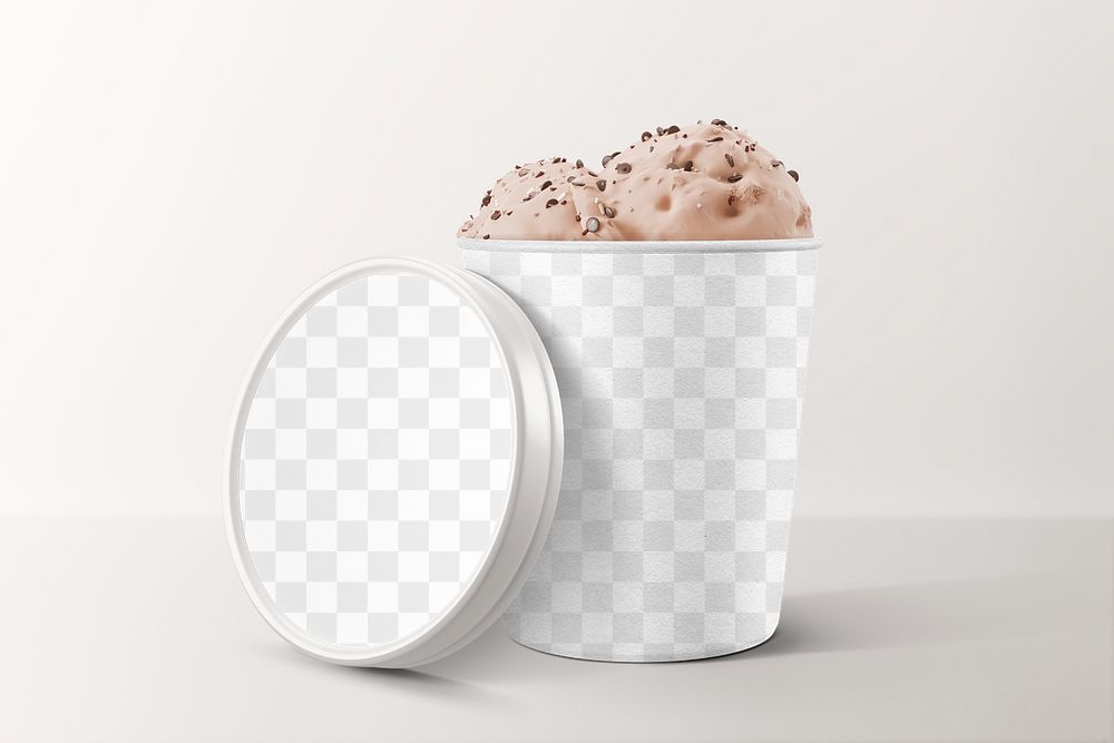 Png ice cream jar mockup transparent, paper packaging design