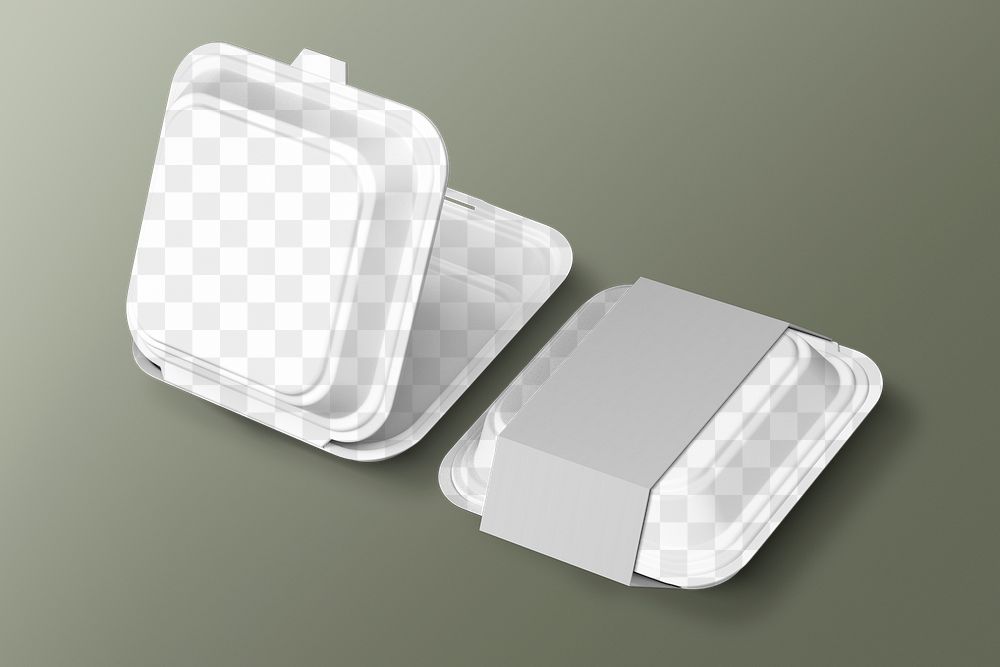 Food box label png mockup, transparent design, eco-friendly product packaging