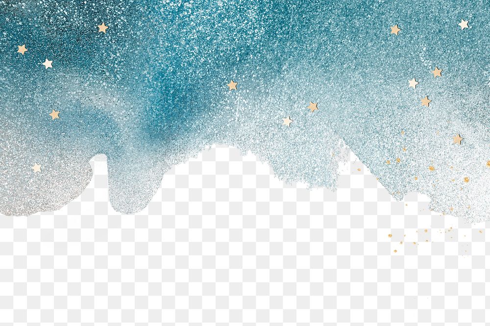Starry sky border png background, watercolor glitter design