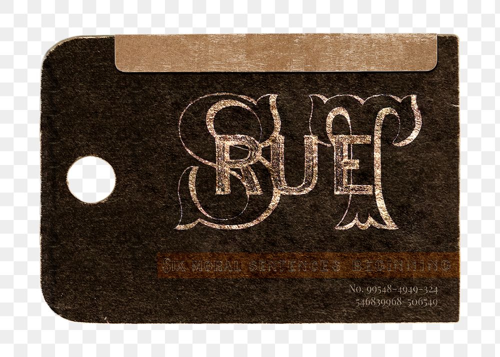 Vintage clothing png label, apparel business branding with logo on transparent background