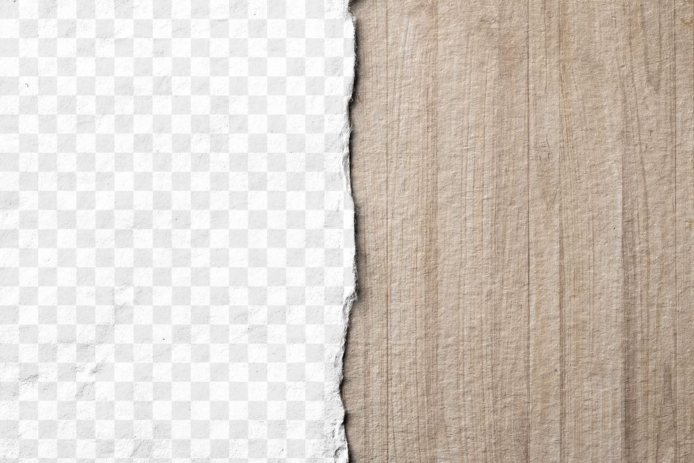 Torn paper png mockup on wooden table 