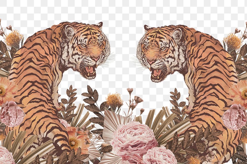 Tiger border png clipart, transparent background