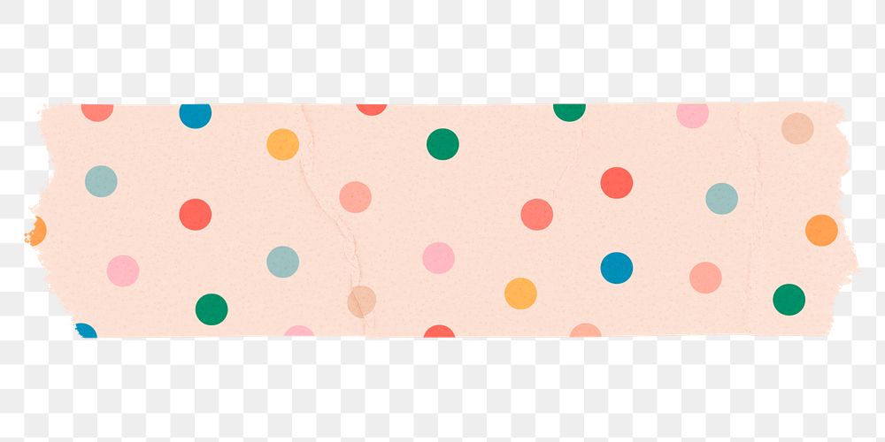 Pink washi tape png clipart, polka dot patterned collage element