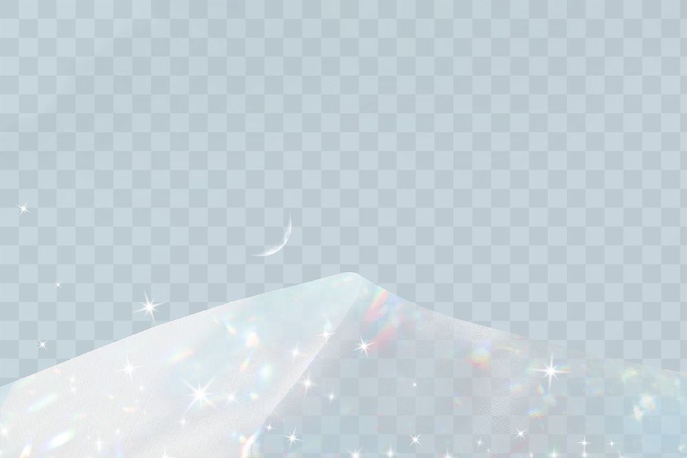 Aesthetic transparent background png, snowy mountain, glitter design