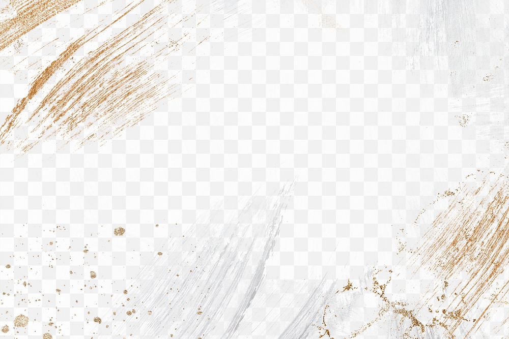 Gold paintbrush png sticker, white brushstroke design on transparent background