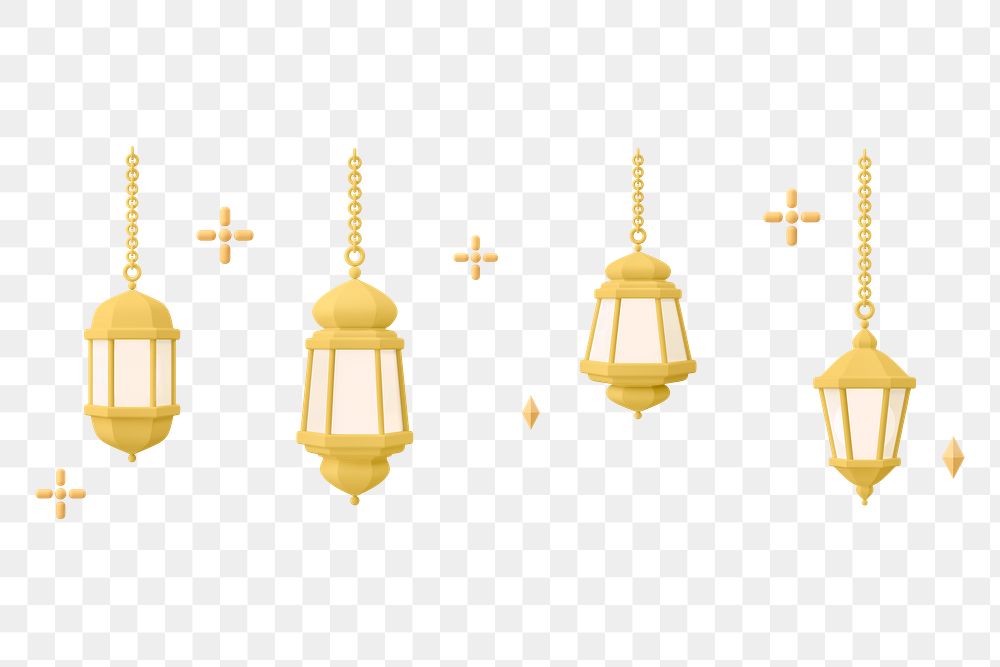 Hanging lanterns png, transparent background, border graphic