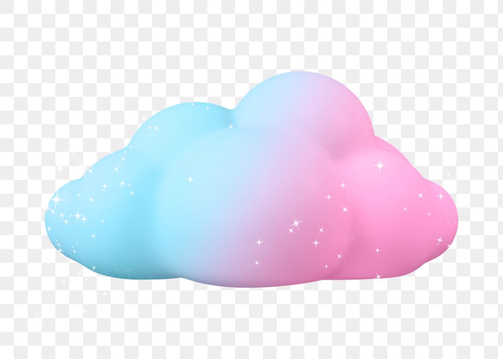 Cloud png sticker, 3d holographic graphic on transparent background