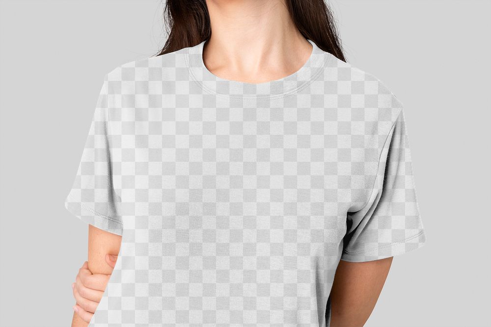 Women's t-shirt png mockup, transparent design