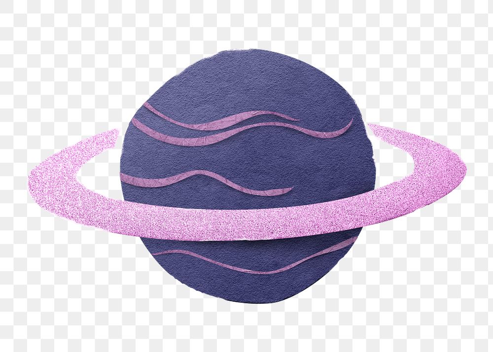 Saturn png collage element, paper craft design in transparent background