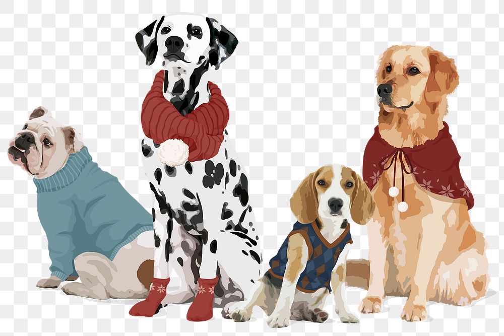 Christmas dogs png sticker, transparent background