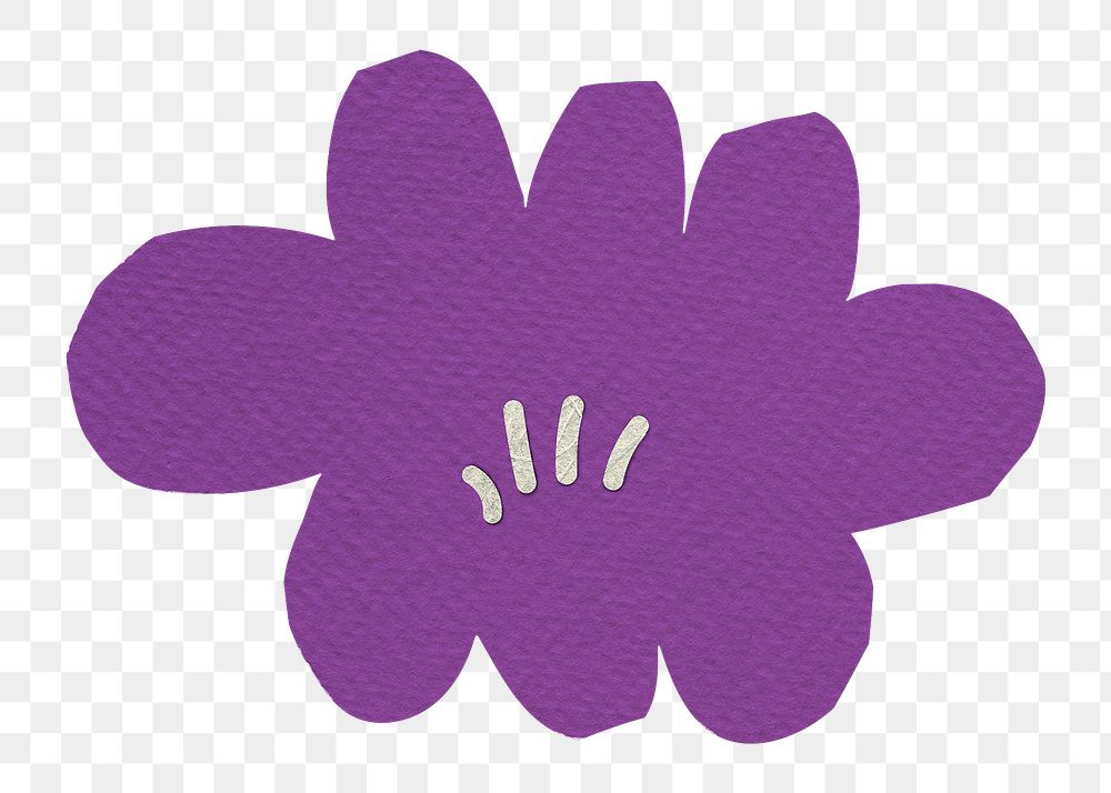 Paper craft png flower sticker, purple design, transparent background