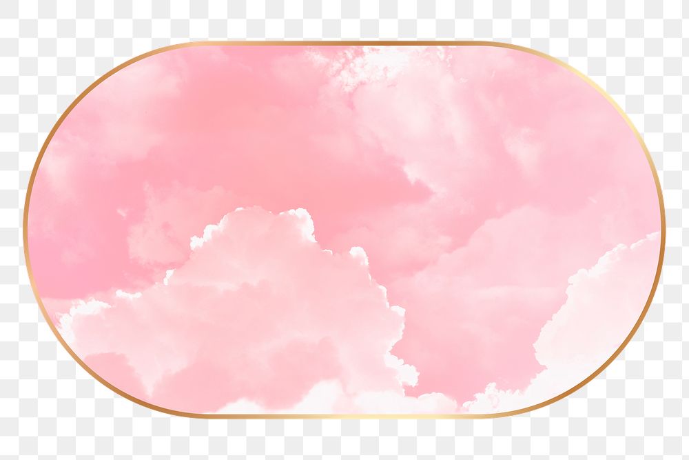 Pink png frame, cloud design on transparent background