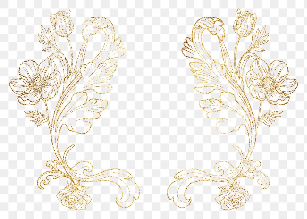 Aesthetic flower png frame, ornamental design on transparent background