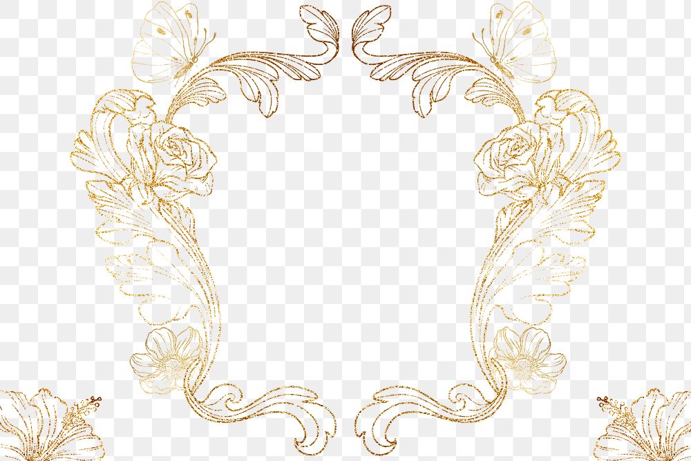 Gold flower frame png, botanical | Premium PNG - rawpixel